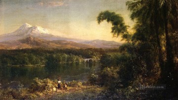  Hudson Oil Painting - Figures in an Ecuadorian Landscape scenery Hudson River Frederic Edwin Church